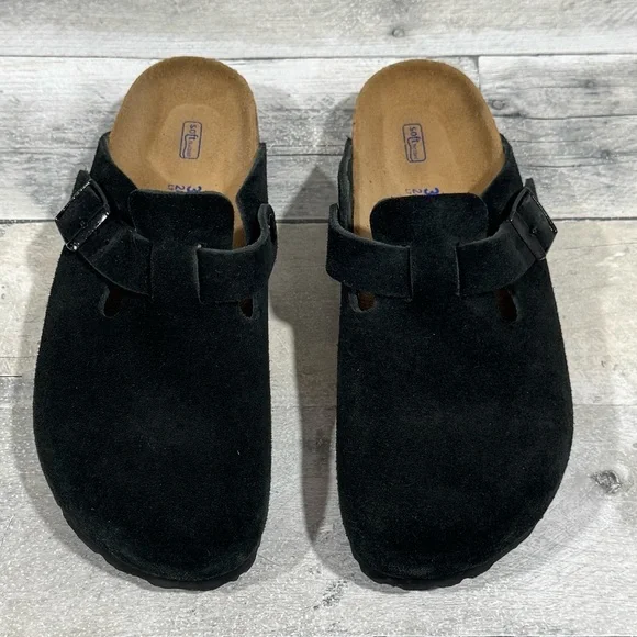 BIRKENSTOCK Boston Soft Footbed Clog - Black Suede - 7-7.5 .US / 38 .EU